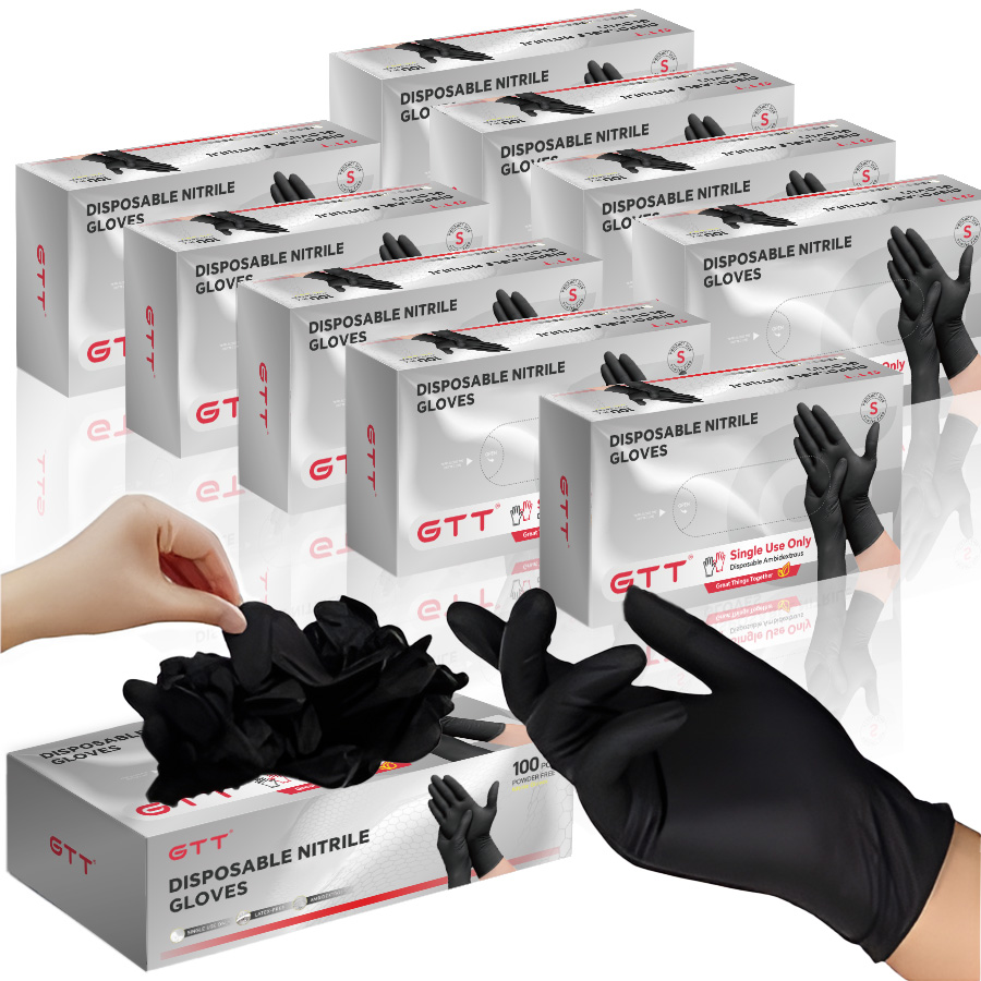 Exam Glove Nitrile - 100-1000개입 니트릴 검진용 장갑, 블랙 벌크,