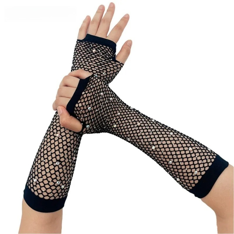 Fingerless Glove Knit - 웨딩 통기성 핑거리스 장갑 여성용 피쉬넷
