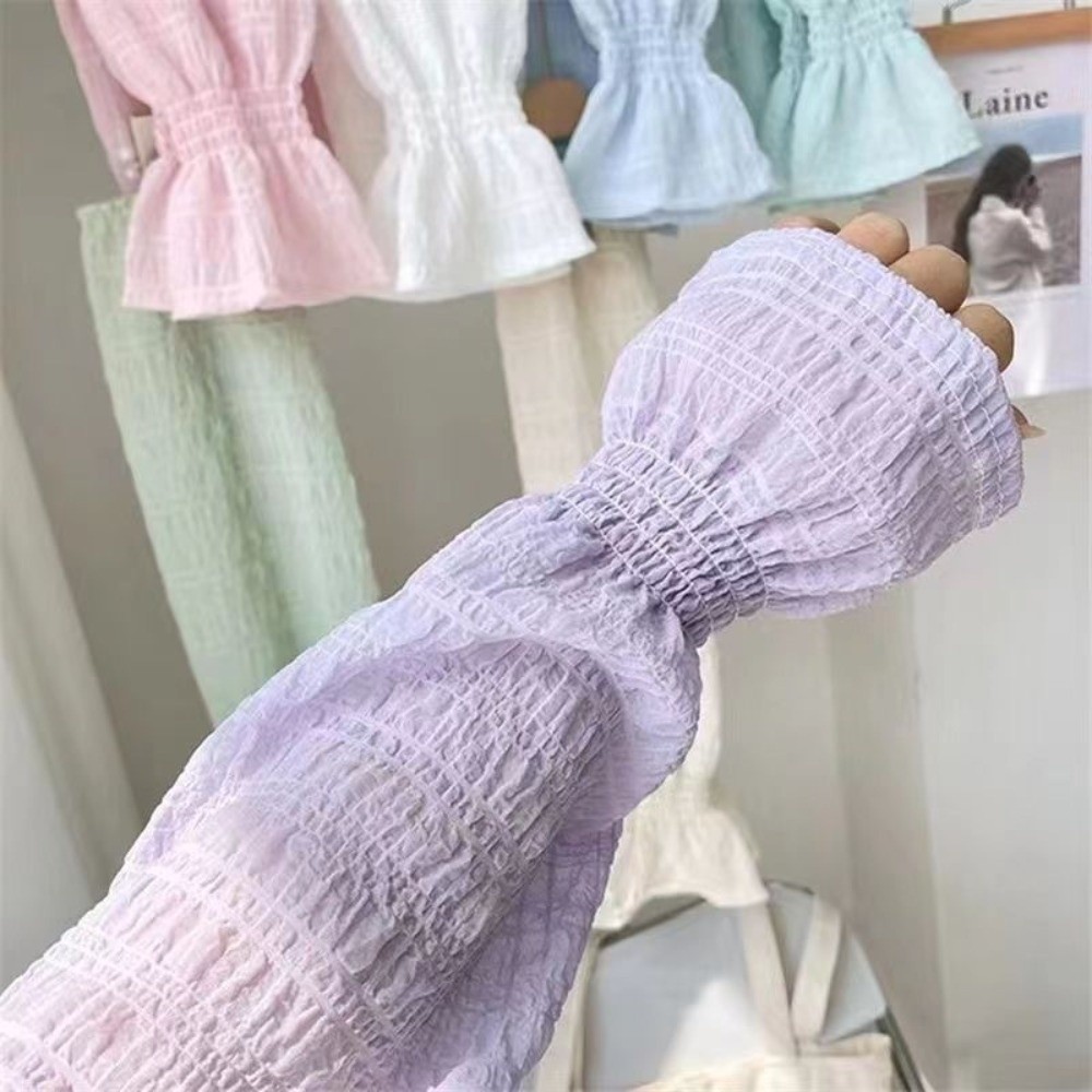 Fingerless Glove Knit - 여름 야외용 레이스 메쉬 자외선 차단