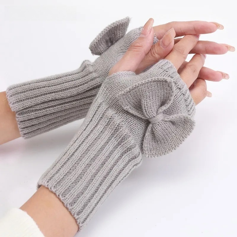 니트 보우 핑거리스 장갑 – 여성용 부드럽고 따뜻한 겨 - Fingerless Glove Knit 리뷰 및 가격