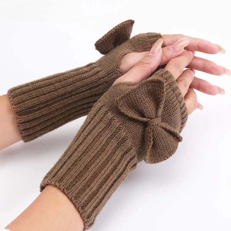니트 보우 핑거리스 장갑 – 여성용 부드럽고 따뜻한 겨 - Fingerless Glove Knit 리뷰 및 가격
