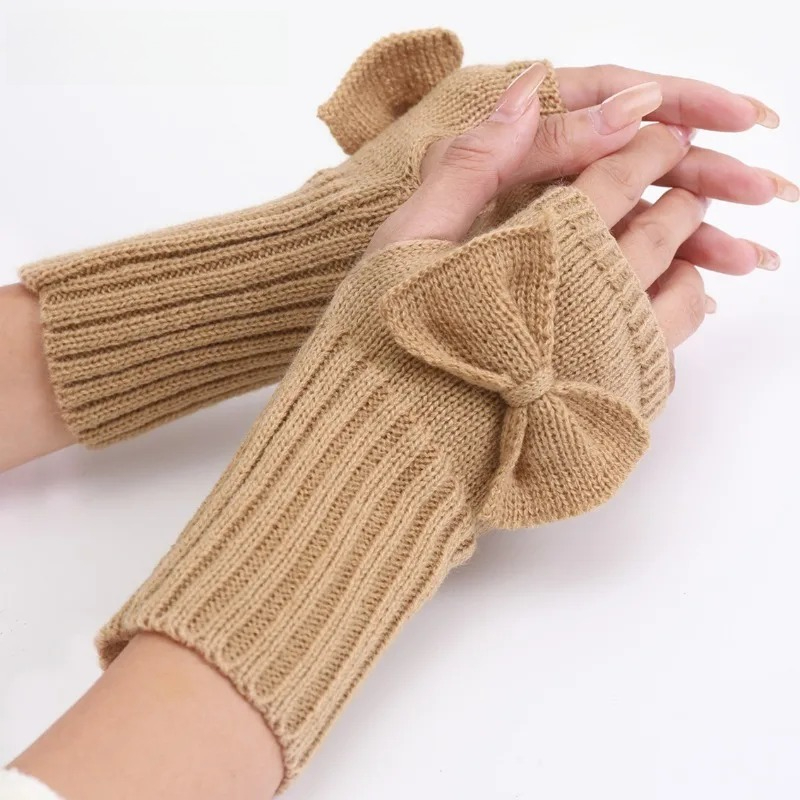 니트 보우 핑거리스 장갑 – 여성용 부드럽고 따뜻한 겨 - Fingerless Glove Knit 리뷰 및 가격
