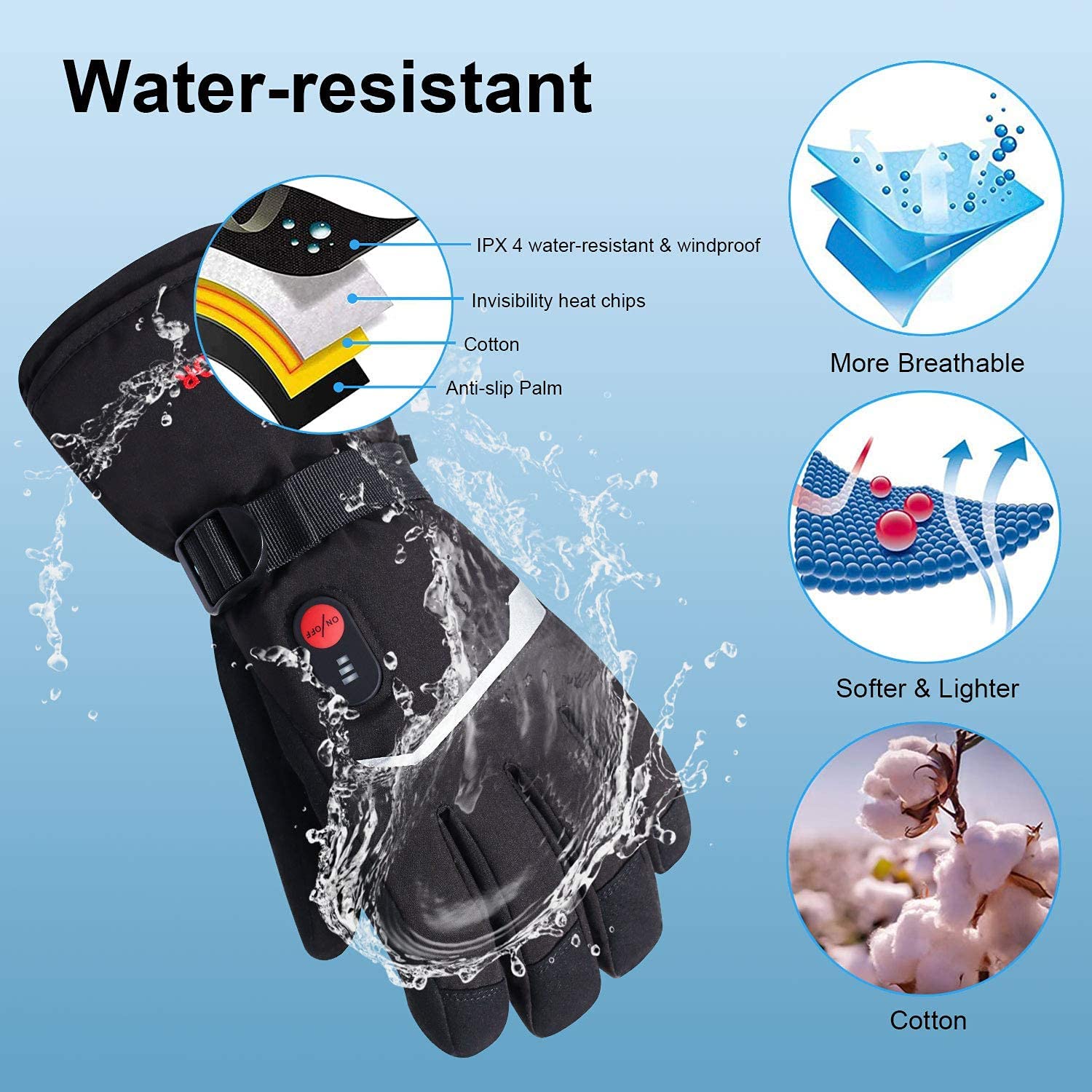 눈 사슴 겨울 온수 장갑 여성 남성 전기 오토바이 열  - Ski Glove Waterproof 리뷰 및 가격